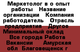 Маркетолог в/о опыт работы › Название организации ­ Компания-работодатель › Отрасль предприятия ­ Другое › Минимальный оклад ­ 1 - Все города Работа » Вакансии   . Амурская обл.,Благовещенск г.